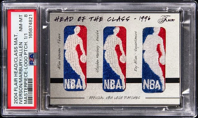 2004-05 Fleer Flair Showcase Allen Iverson/Ray Allen/Stephon Marbury Head of The Class Masterpiece Logo Patch #HOCP-AI/SM/RA card image