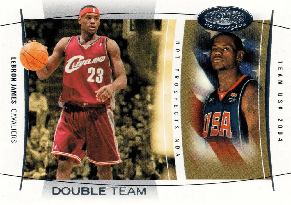 2004-05 Hoops Hot Prospects Lebron James Double Team #11 card image