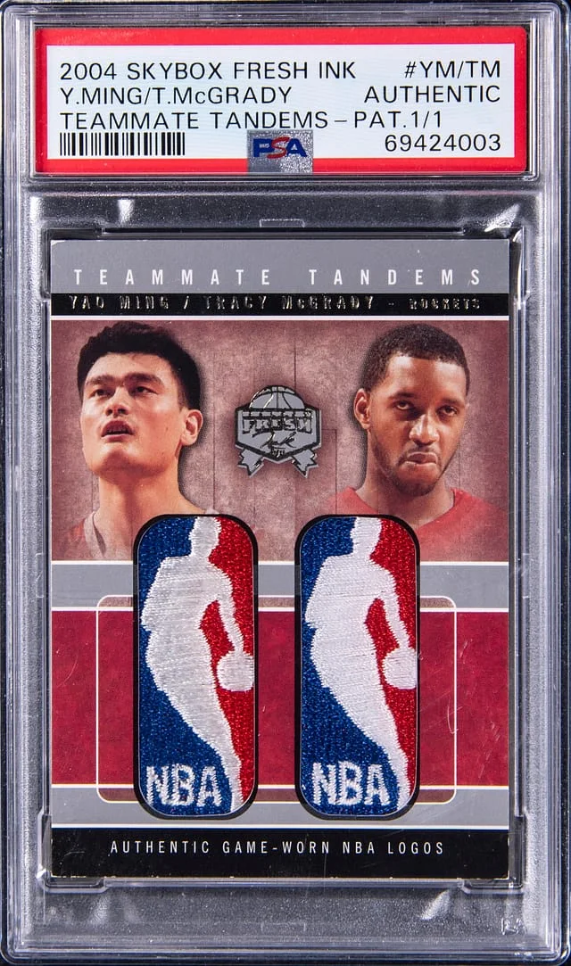 2004-05 SkyBox Yao Ming/Tracy McGrady Fresh Ink Teammate Tandems Patch #TT-YM/TM card image