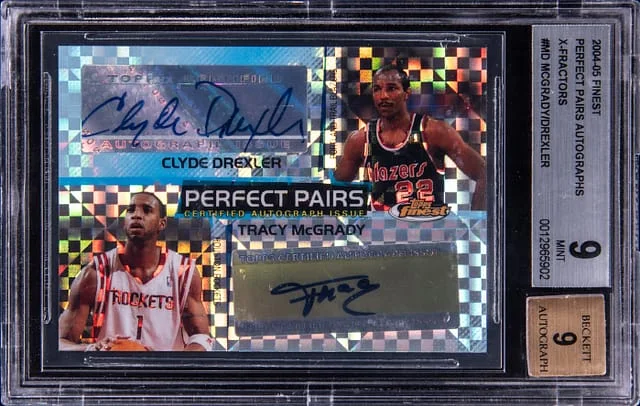 2004-05 Topps Finest Tracy McGrady/Clyde Drexler Dual Perfect Pairs Autographs #PP-MD card image