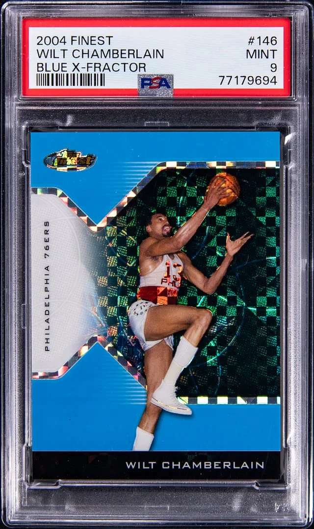 2004-05 Topps Finest Wilt Chamberlain Blue X-Fractor #146 card image