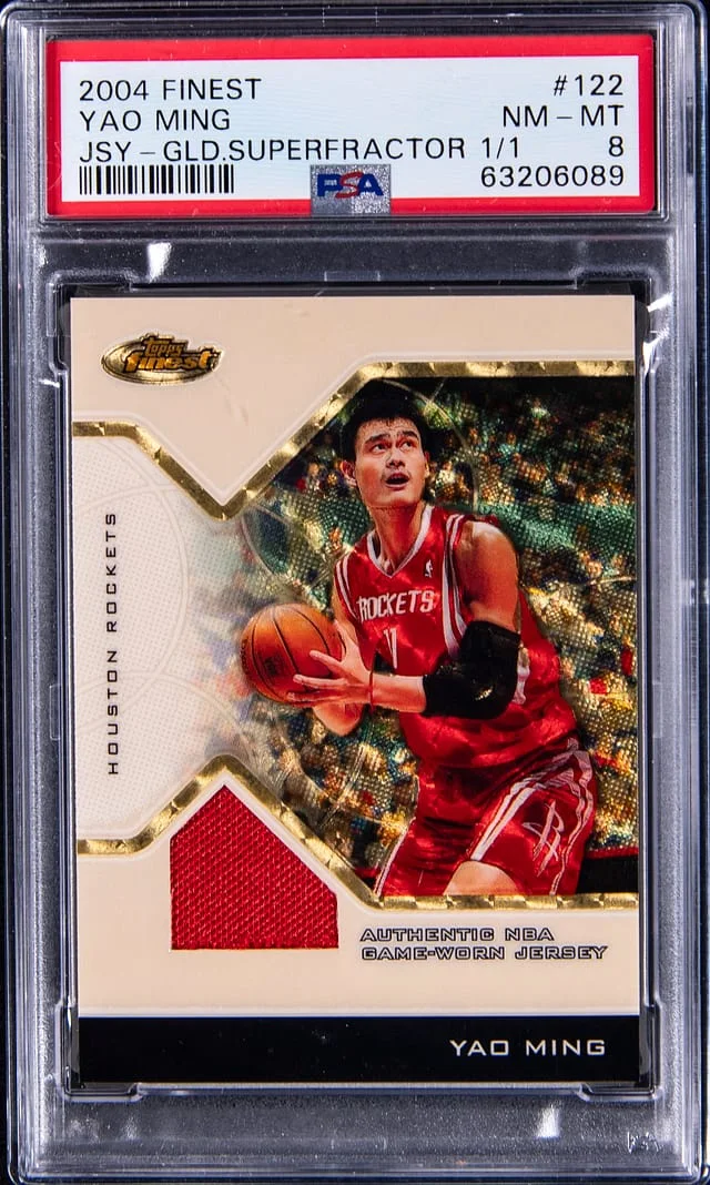 2004-05 Topps Finest Yao Ming Jersey Gold SuperFractor #122 card image