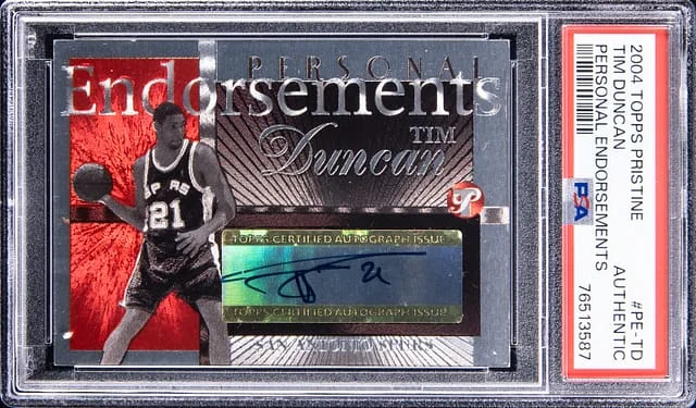 2004-05 Topps Tim Duncan Pristine Personal Endorsements #PE-TD card image