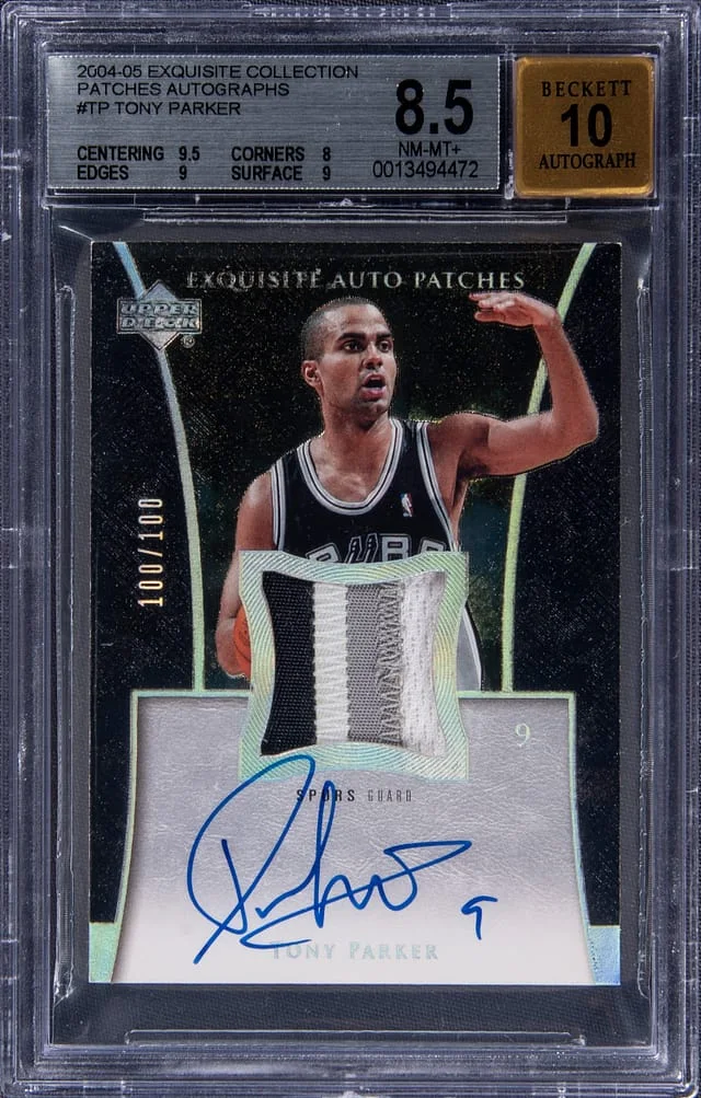 2004-05 UD Exquisite Collection Auto Patch Tony Parker #AP-TP card image