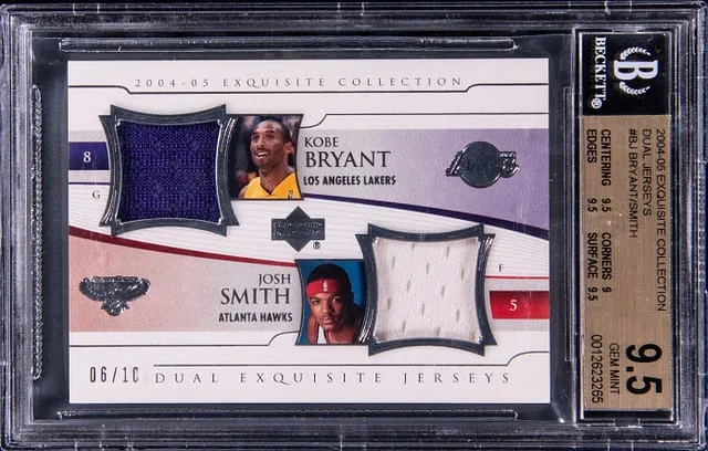 2004-05 UD Exquisite Collection Dual Jerseys Kobe Bryant/Josh Smith #BJ card image