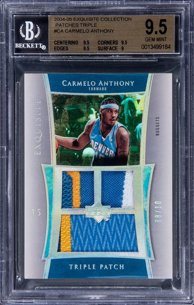 2004-05 UD Exquisite Collection Triple Patch Carmelo Anthony Triple #E3P-CA card image