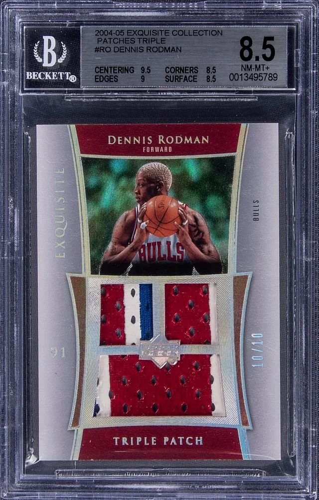 2004-05 UD Exquisite Collection Triple Patch Dennis Rodman Triple #E3P-RO card image