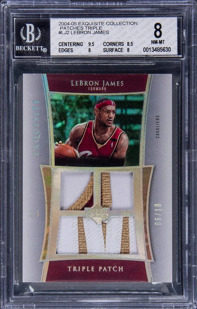 2004-05 UD Exquisite Collection Triple Patch LeBron James Triple #E3P-LJ2 card image