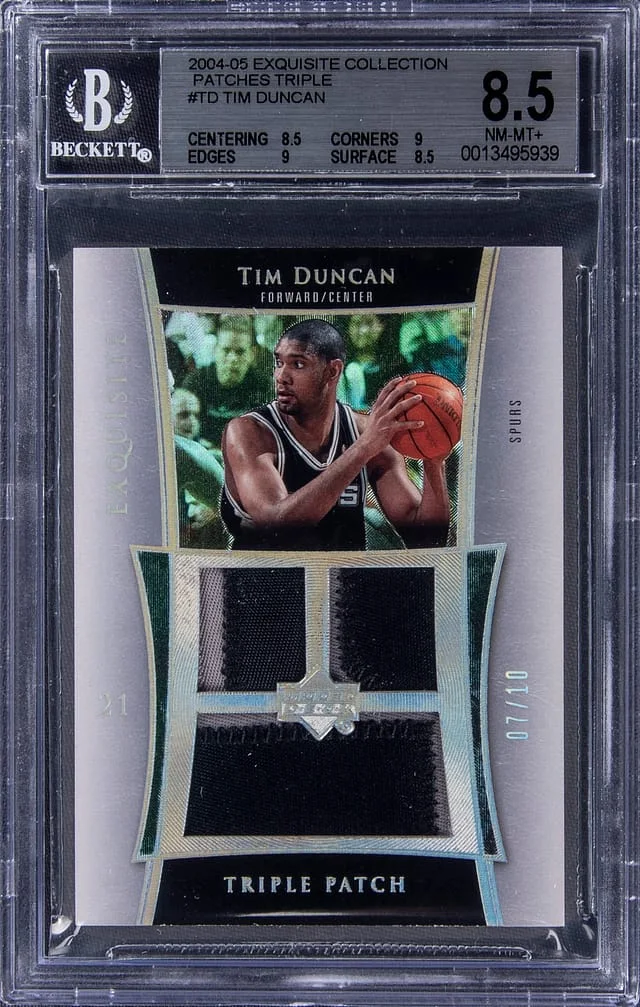 2004-05 UD Exquisite Collection Triple Patch Tim Duncan Triple #E3P-TD card image