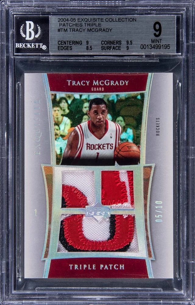 2004-05 UD Exquisite Collection Triple Patch Tracy McGrady Triple #E3P-TM card image