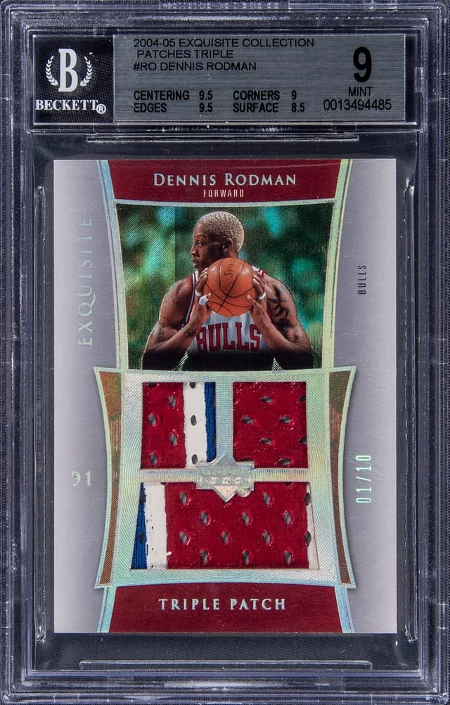 2004-05 UD Exqusite Collection Triple Patch Dennis Rodman Triple #E3P-RO card image