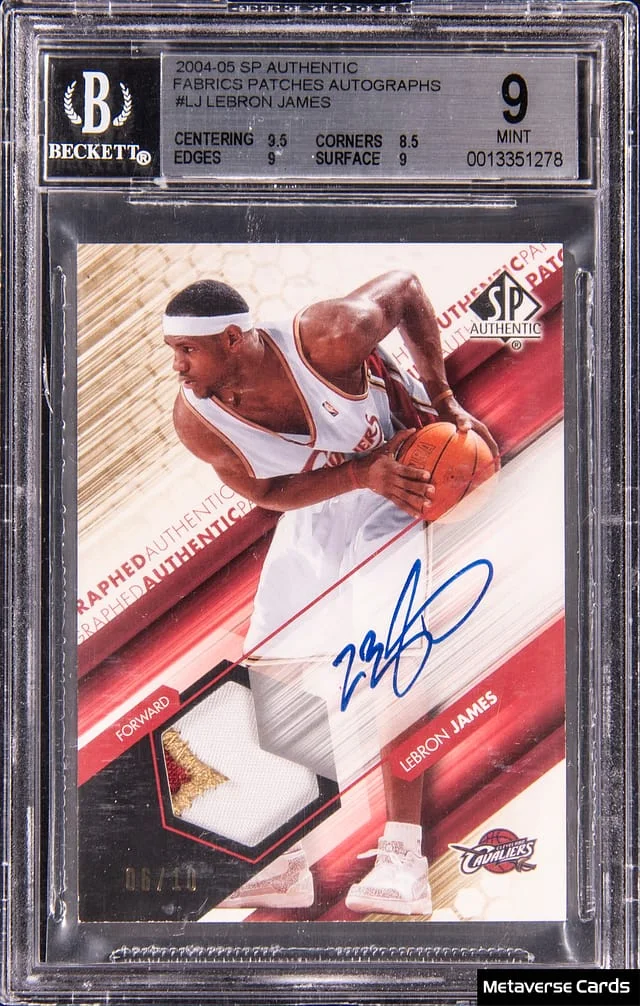 2004-05 UD SP Authentic Fabrics Patches Autographs LeBron James #AAP-LJ card image