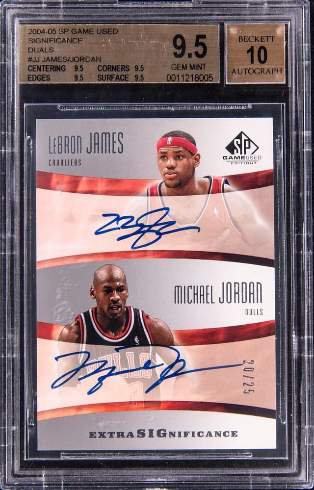 2004-05 UD SP Game Used Significance Duals LeBron James/Michael Jordan #XSIG-JJ card image