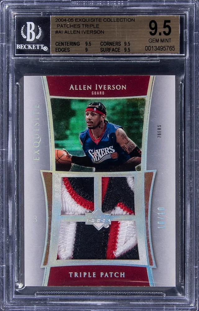 2004-05 Upper Deck Exquisite Collection Allen Iverson Game-Used Patches Triple #E3P-AI card image