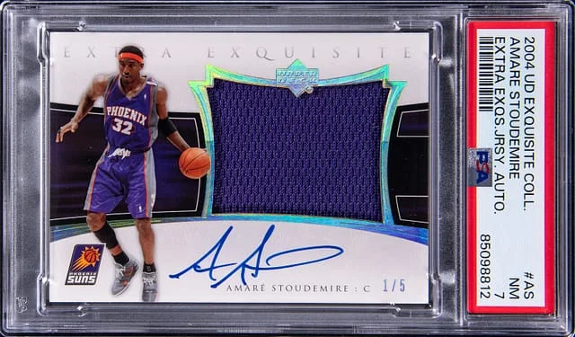 2004-05 Upper Deck Exquisite Collection Amare Stoudemire Extra Exquisite Jersey Autograph #AS card image