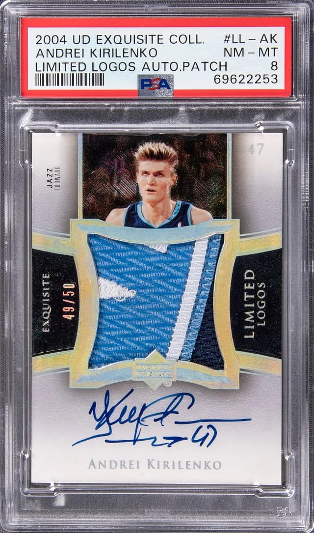 2004-05 Upper Deck Exquisite Collection Andrei Kirilenko Limited Logos Autograph Patch #LL-AK card image