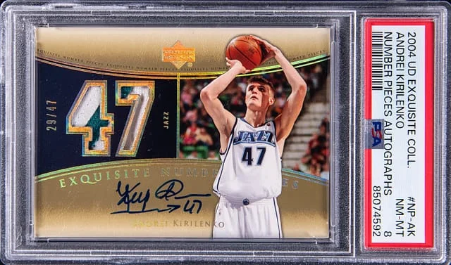 2004-05 Upper Deck Exquisite Collection Andrei Kirilenko Number Pieces Autographs #NP-AK card image