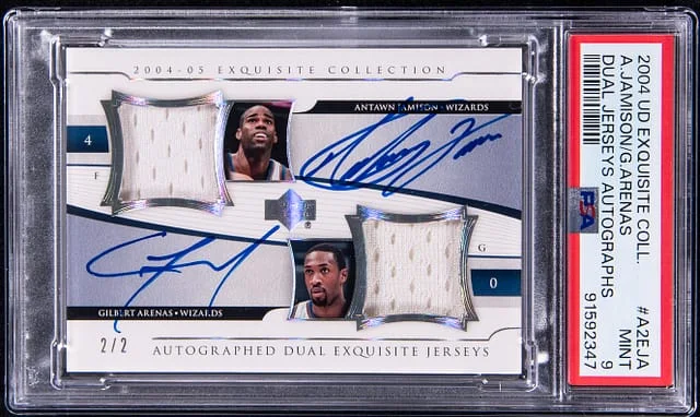 2004-05 Upper Deck Exquisite Collection Antawn Jamison/Gilbert Arenas Dual Jerseys Autographs #A2E-JA card image
