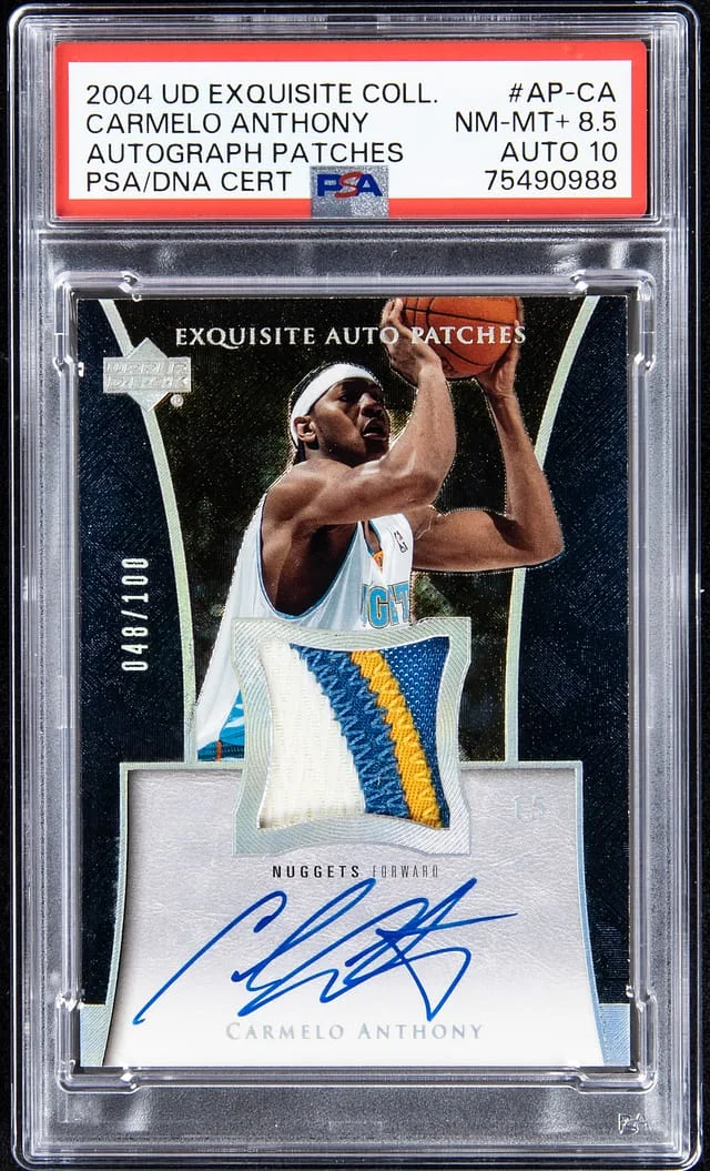 2004-05 Upper Deck Exquisite Collection Carmelo Anthony Autograph Patches #AP-CA card image