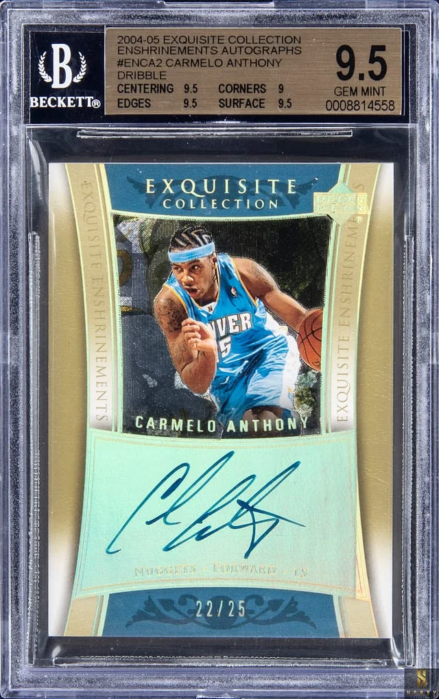 2004-05 Upper Deck Exquisite Collection Carmelo Anthony, Dribble Enshrinements Autograph #EN-CA2 card image