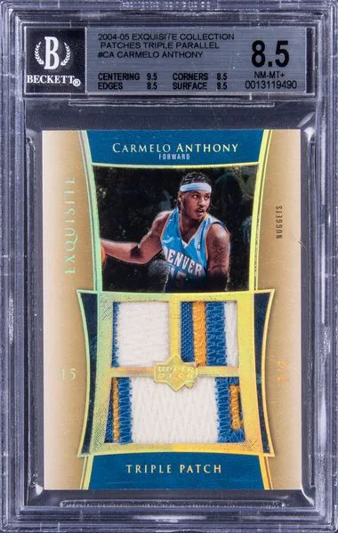 2004-05 Upper Deck Exquisite Collection Carmelo Anthony Game-Used Patches Triple Parallel #E3P-CA card image
