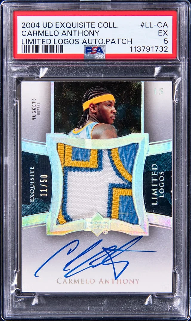 2004-05 Upper Deck Exquisite Collection Carmelo Anthony Limited Logos Autographed Patch #LL-CA card image
