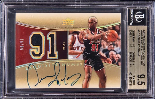2004-05 Upper Deck Exquisite Collection Dennis Rodman Number Pieces Patch Autographs #NP-RO card image
