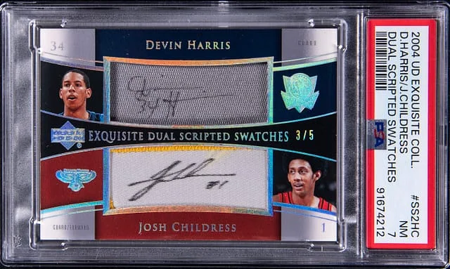 2004-05 Upper Deck Exquisite Collection Devin Harris/Josh Childress Dual Scripted Swatches #SS2-HC card image