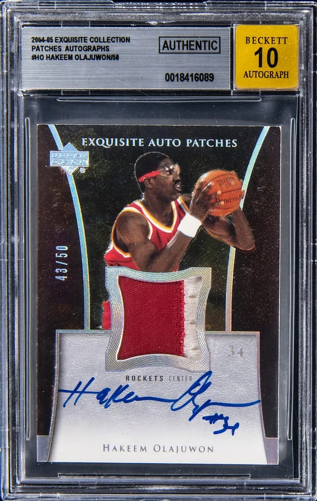2004-05 Upper Deck Exquisite Collection Hakeem Olajuwon Autograph Patches #AP-HO card image