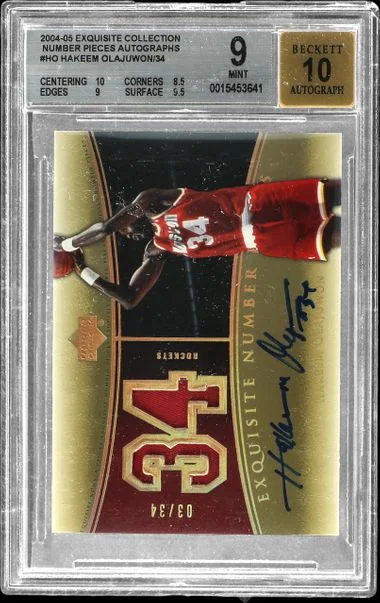 2004-05 Upper Deck Exquisite Collection Hakeem Olajuwon Number Pieces Autographs #NP-HO card image