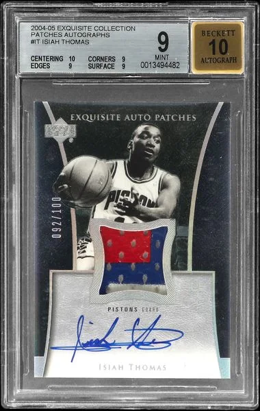 2004-05 Upper Deck Exquisite Collection Isiah Thomas Patches Autographs #AP-IT card image