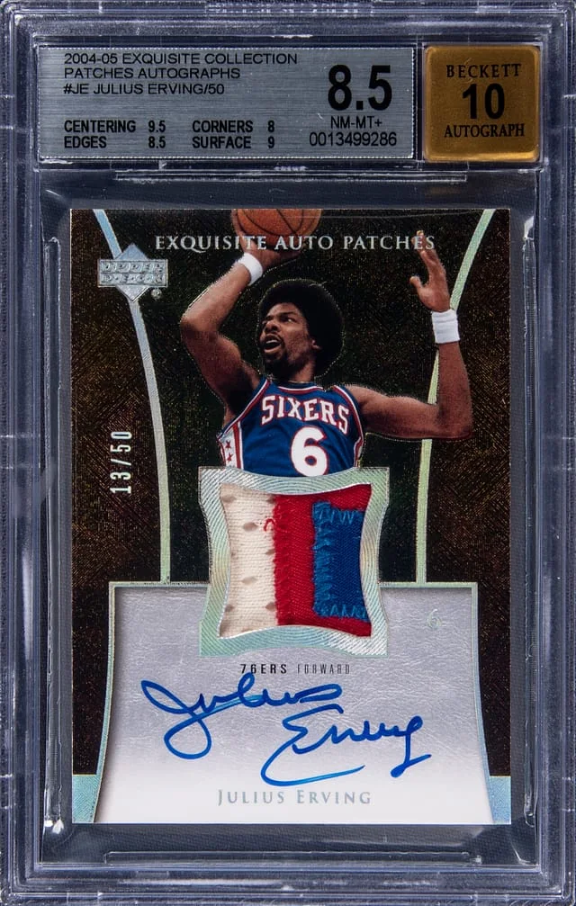 2004-05 Upper Deck Exquisite Collection Julius Erving Patches Autographs #AP-JE card image