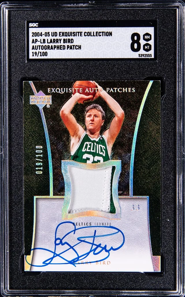 2004-05 Upper Deck Exquisite Collection Larry Bird Autographed Patch #AP-LB card image