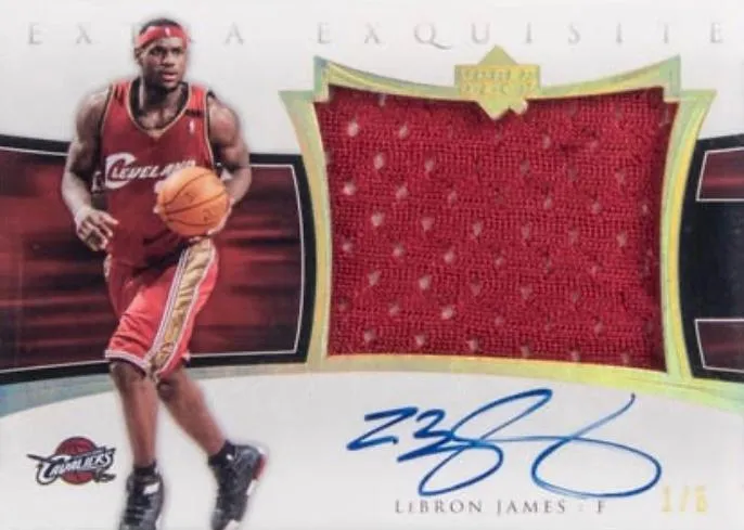 2004-05 Upper Deck Exquisite Collection Lebron James Extra Exquisite Jerseys Autographs #AEE-LJ card image