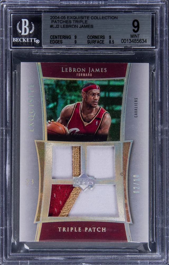 2004-05 Upper Deck Exquisite Collection LeBron James Game-Used Triple Patches #E3P-LJ2 card image