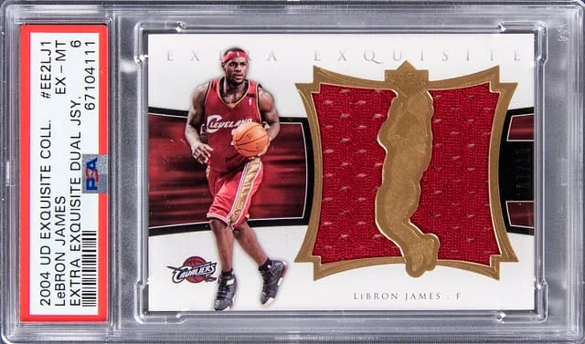 2004-05 Upper Deck Exquisite Collection LeBron James Game-Used Extra Exquisite Dual Jersey #EE2-LJ1 card image
