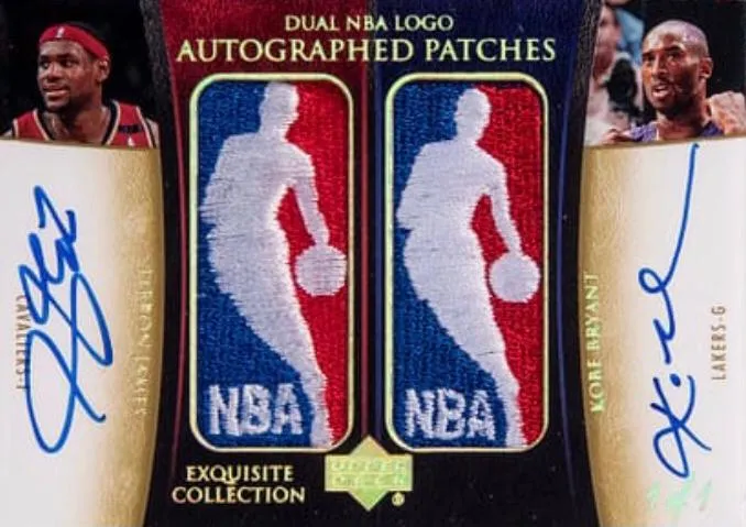 2004-05 Upper Deck Exquisite Collection Lebron James Dual NBA Logo Autographed Patches #LJ-KB card image