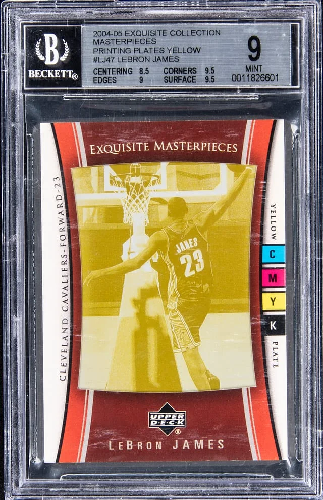 2004-05 Upper Deck Exquisite Collection LeBron James Masterpieces Yellow Printing Plate #LJ47 card image