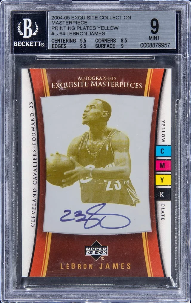 2004-05 Upper Deck Exquisite Collection LeBron James Masterpiece Yellow Printing Plate #LJ64 card image