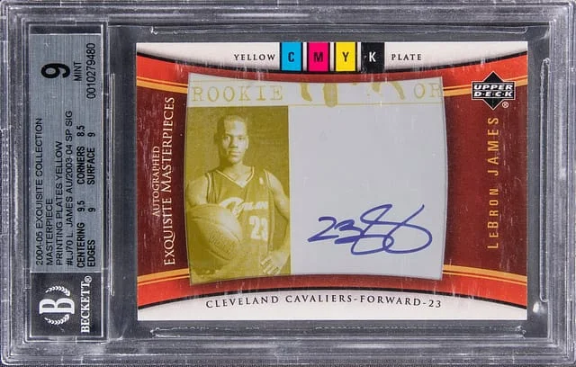 2004-05 Upper Deck Exquisite Collection LeBron James Masterpiece Yellow Printing Plate #LJ70 card image