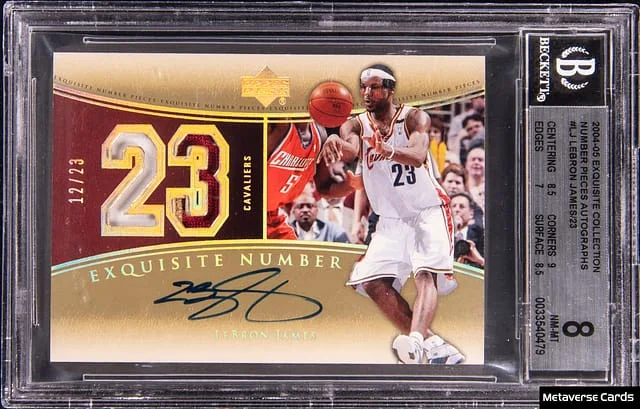 2004-05 Upper Deck Exquisite Collection LeBron James Number Pieces Autographs #NP-LJ card image