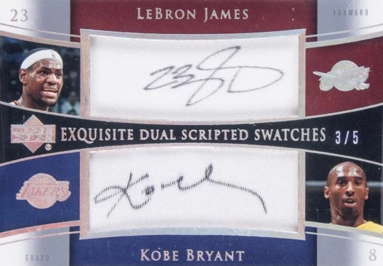 2004-05 Upper Deck Exquisite Collection Lebron James Dual Scripted Swatches #SS2-JB card image