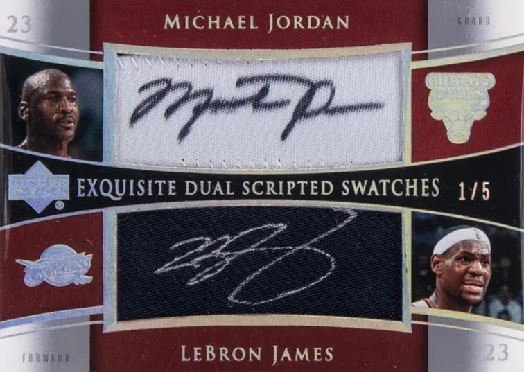 2004-05 Upper Deck Exquisite Collection Lebron James Dual Scripted Swatches #SS2-JJ card image