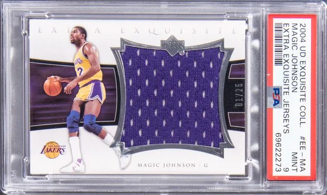 2004-05 Upper Deck Exquisite Collection Magic Johnson Game-Used Extra Exquisite Jerseys #EE-MA card image