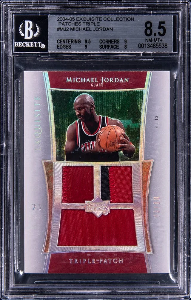 2004-05 Upper Deck Exquisite Collection Michael Jordan Game-Used Triple Patch #E3P-MJ2 card image