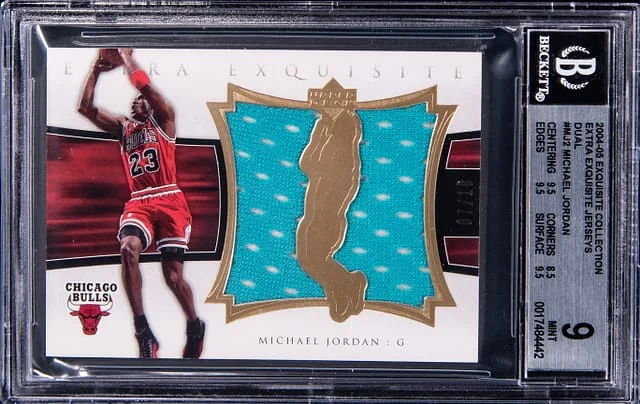 2004-05 Upper Deck Exquisite Collection Michael Jordan Game-Used Extra Exquisite Jerseys Dual #EE2-MJ2 card image