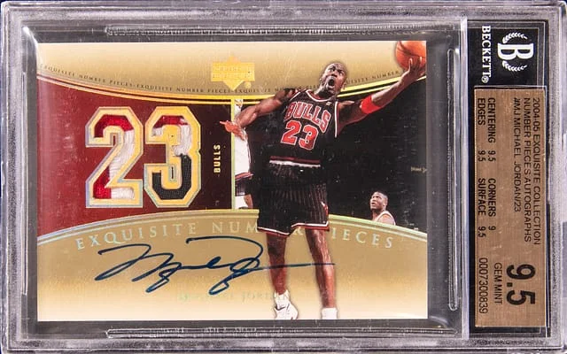 2004-05 Upper Deck Exquisite Collection Michael Jordan, Missing Serial Number Number Pieces Autographs #NP-MJ card image
