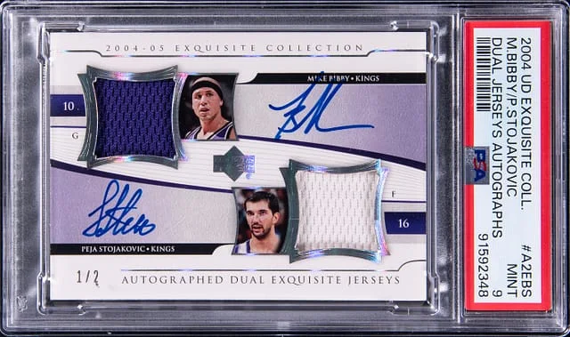 2004-05 Upper Deck Exquisite Collection Mike Bibby/Peja Stojakovic Dual Jerseys Autographs #A2E-BS card image