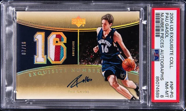 2004-05 Upper Deck Exquisite Collection Paul Gasol Number Pieces Autograph #NP-PG card image