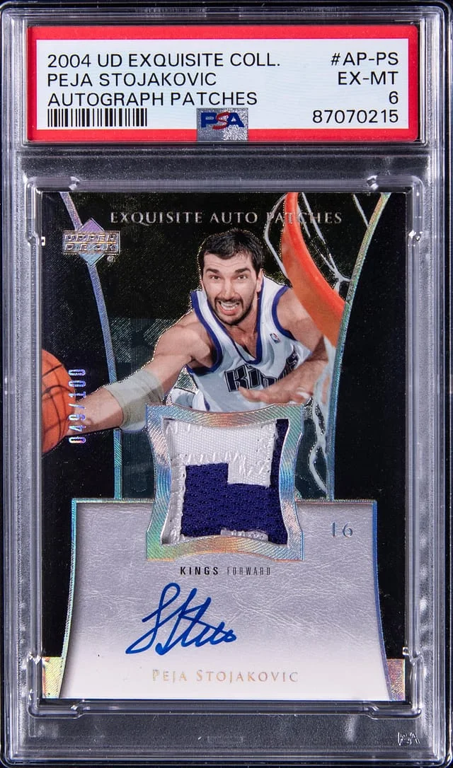 2004-05 Upper Deck Exquisite Collection Peja Stojakovic Autograph Patches #AP-PS card image